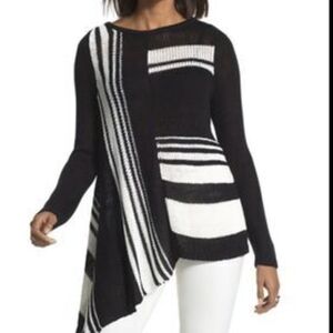 Chico's Black and White Asymmetrical Sweater